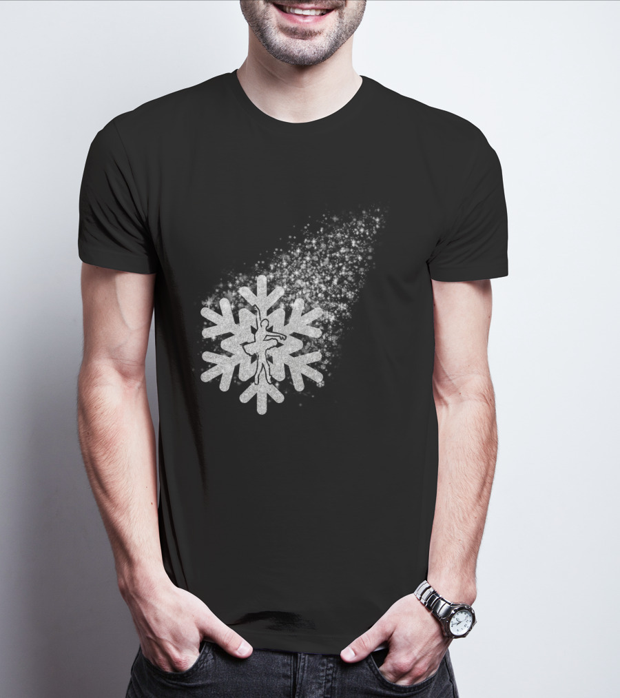 Ballet Dance Silhouette Inside Glittering Snowflake Burst T-Shirt
