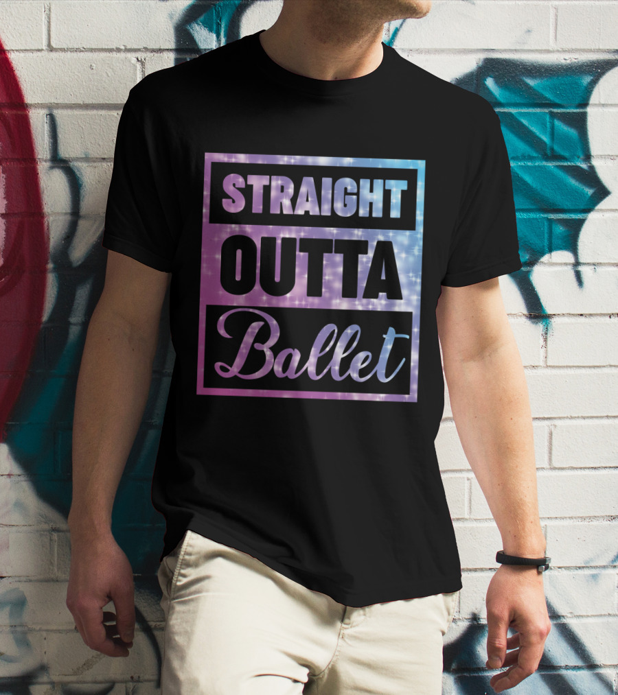 Straight Outta Ballet Sparkling Ombre Text T-Shirt