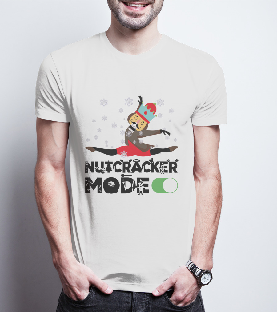 Nutcracker Mode On With Festive Ballet Snowflakes And Dancing Toy Soldier T-Shirt