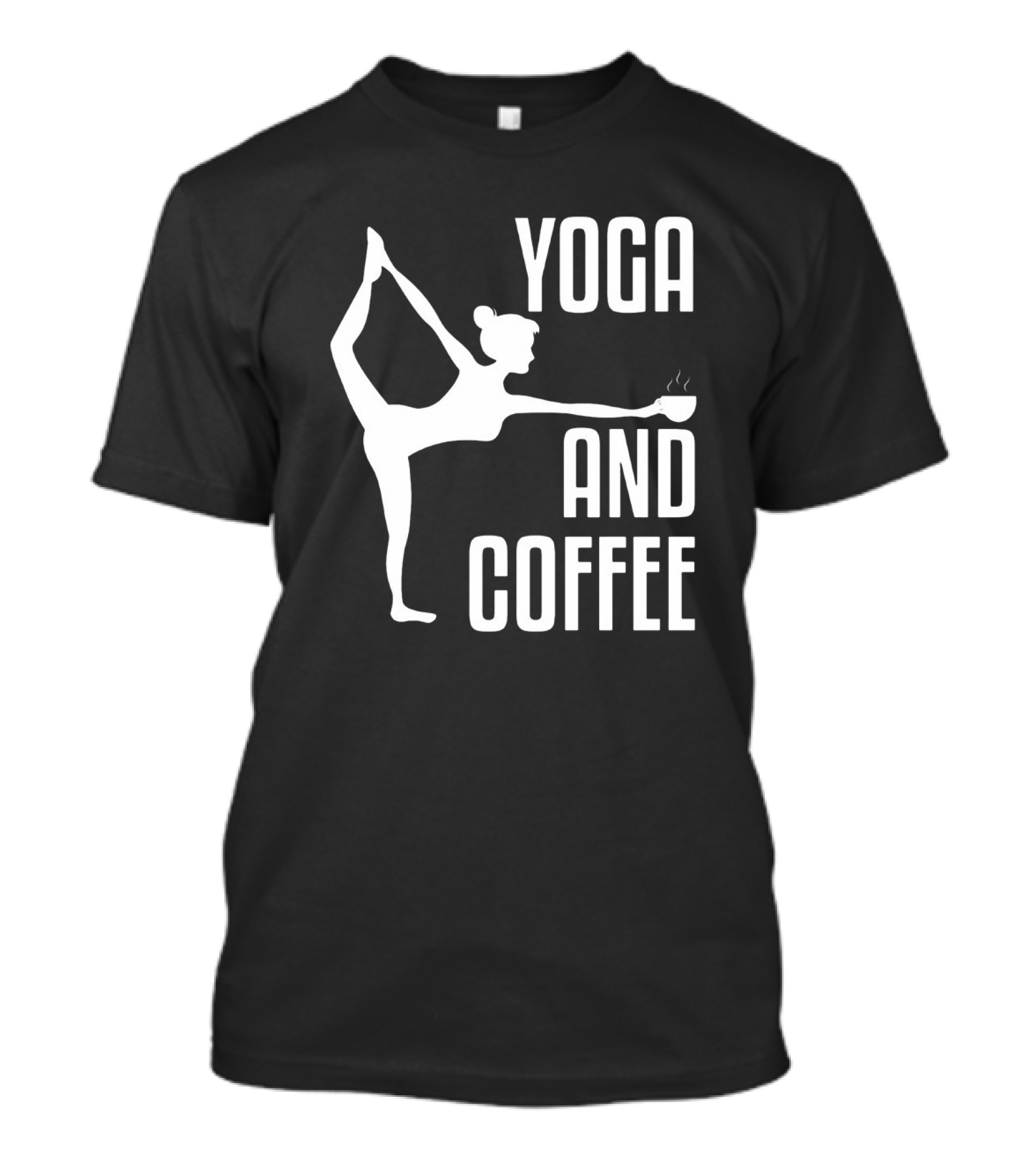Yoga And Coffee Silhouette Pose With Hot Beverage In Hand T-Shirt