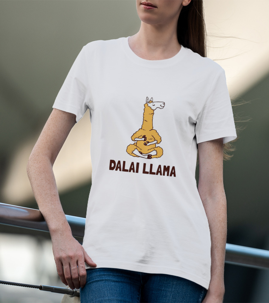 Dalai Llama Meditating Llama Yoga Humor T-Shirt