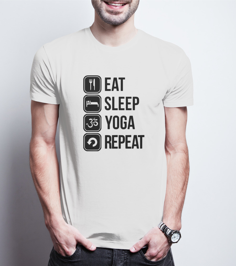 Eat Sleep Yoga Repeat Om Symbol Icons Sequence T-Shirt