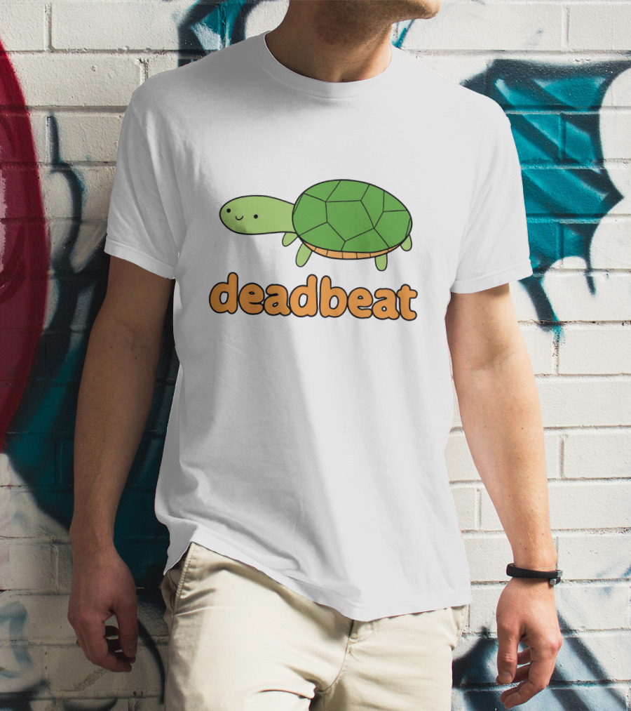 Deadbeat Turtle Cartoon Graphic With Green Shell And Smiling Expression T-Shirt