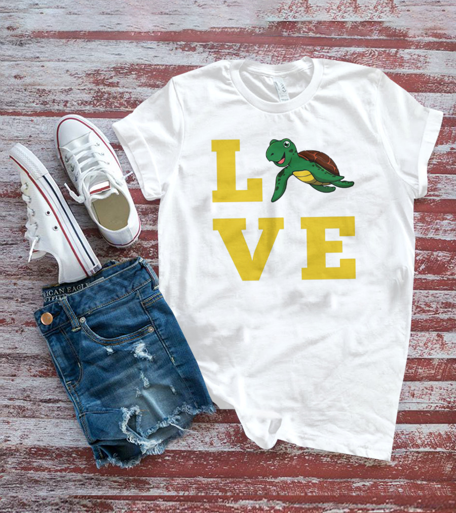 LOVE Turtles Funny Kids Sea Drawing Playful T-Shirt