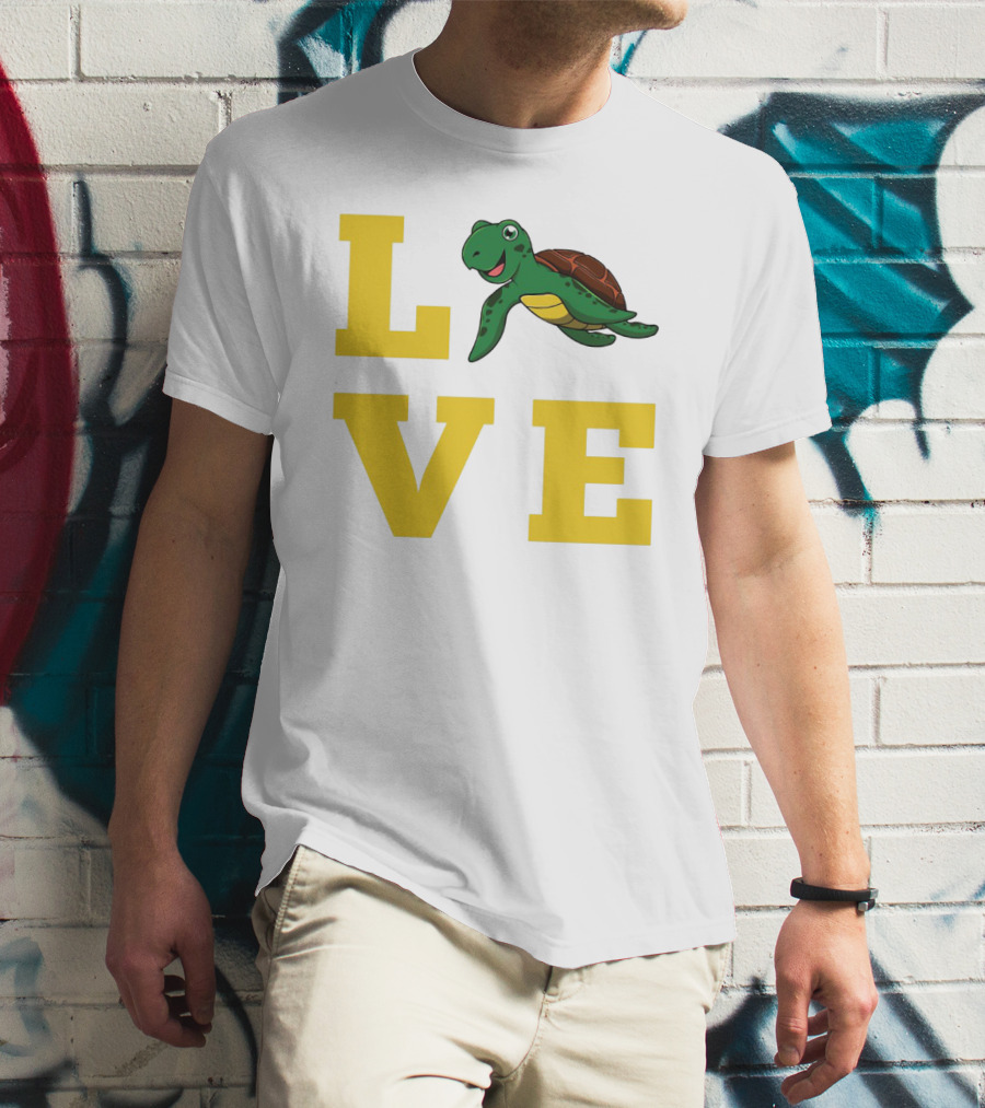 LOVE Turtles Funny Kids Sea Drawing Playful T-Shirt