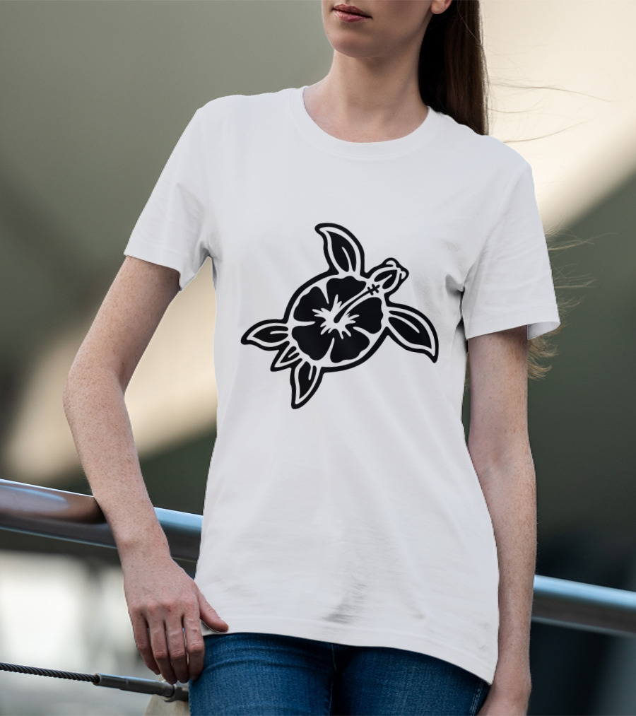 Hibiscus Flower Turtle T-Shirt