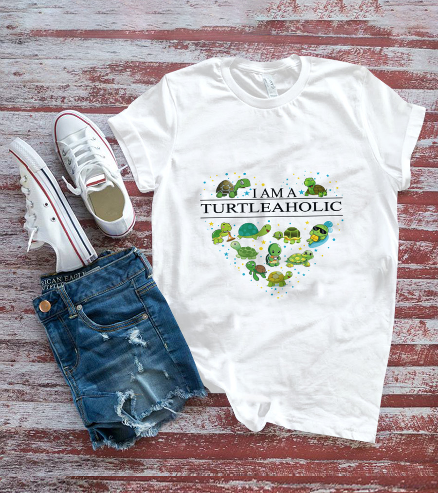 I Am A Turtleaholic Heart-Shaped Turtle Cartoon Collection T-Shirt