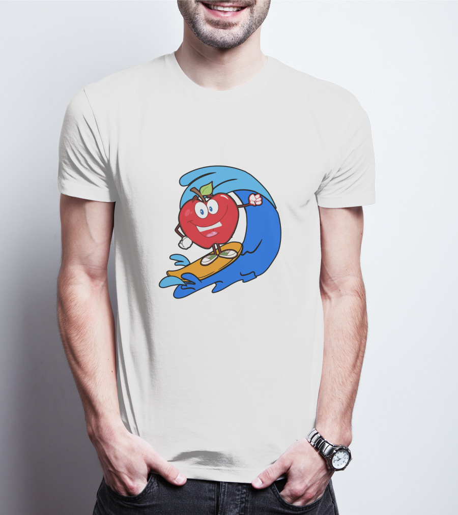 Apple Riding Surf Waves On A Board T-Shirt