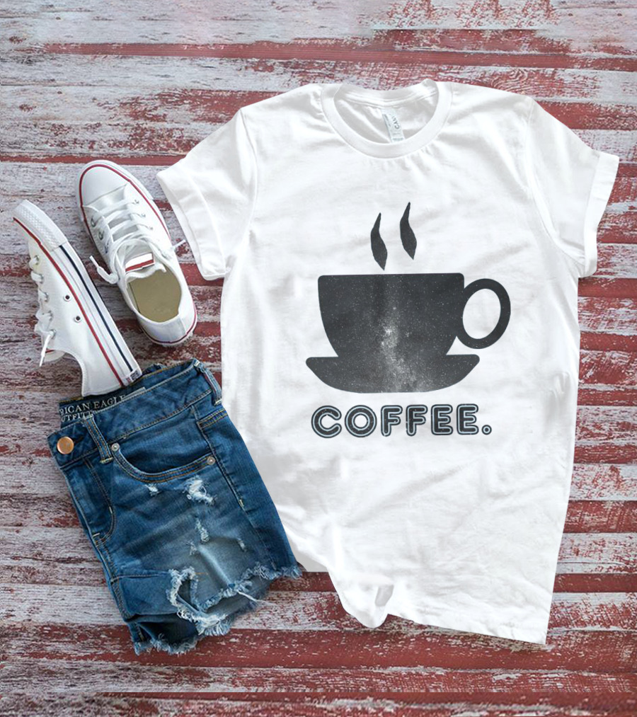 Coffee Cup With Starry Galaxy Design And Steam T-Shirt