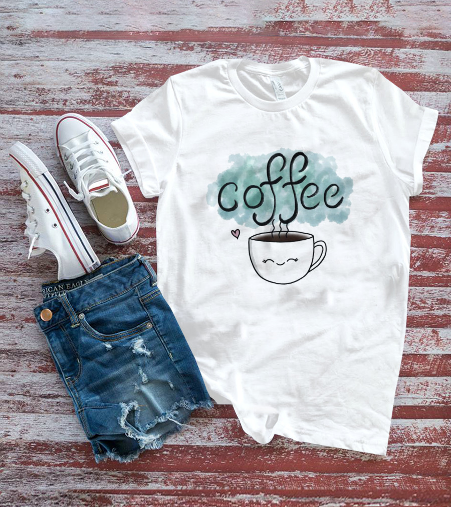 Adorable Smiling Coffee Cup With Heart And Steam T-Shirt