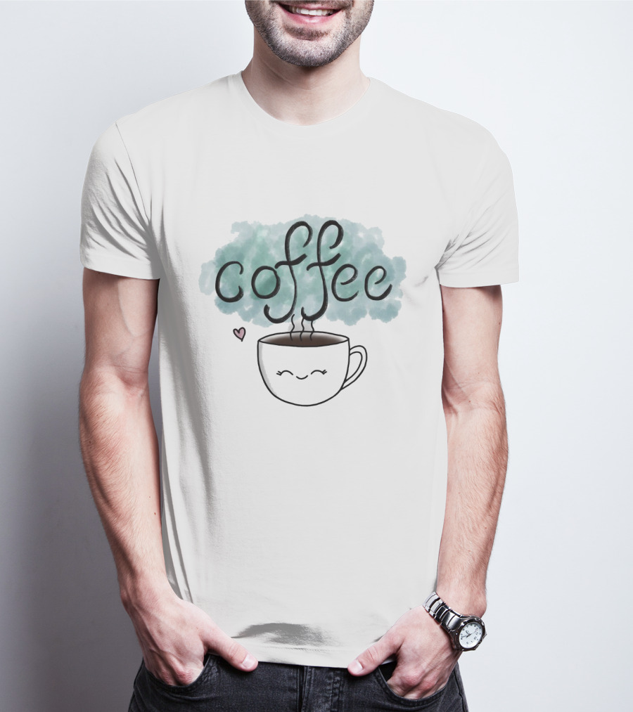 Adorable Smiling Coffee Cup With Heart And Steam T-Shirt