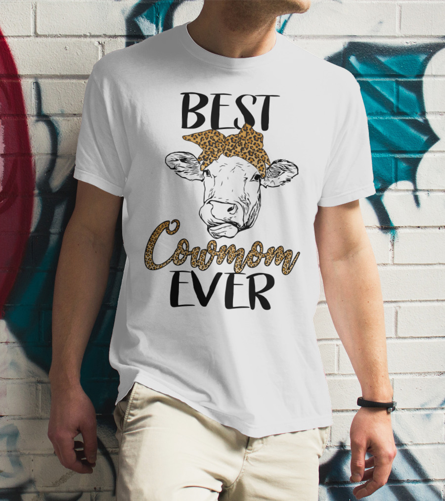 Best Cowmom Ever Leopard Bandana Cow T-Shirt