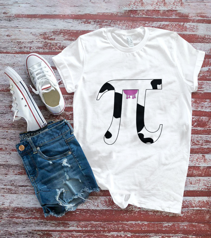 Pi Symbol With Cow Print And Udder T-Shirt