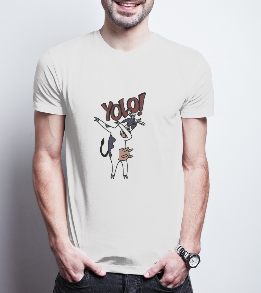 YOLO Dab Cow Cartoon With Fun Pose And Text T-Shirt
