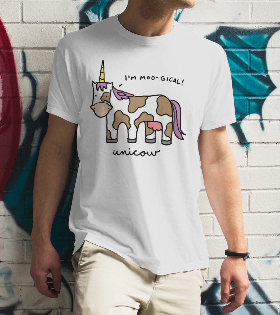 Unicow I'm Moo-gical Fun Cartoon Illustration With Unicorn And Cow Combo T-Shirt