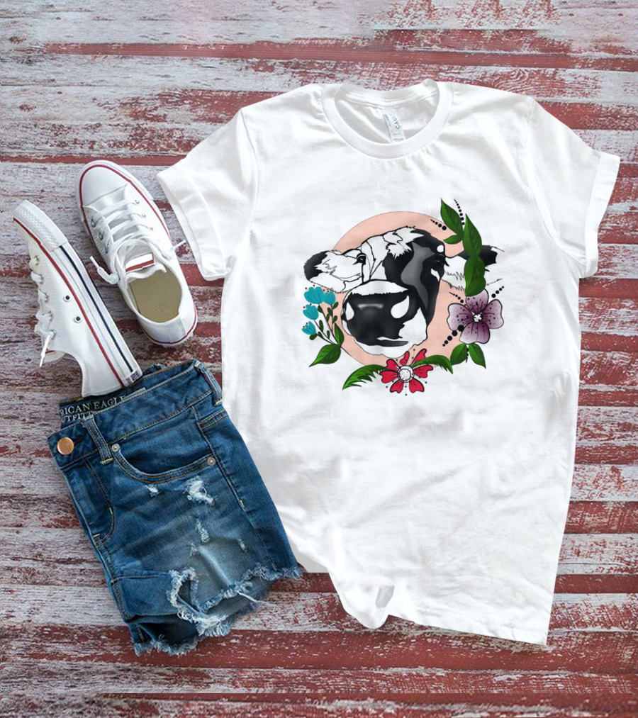 Cows Make Me Happy Humans Make My Head Hurt Floral Cow T-Shirt