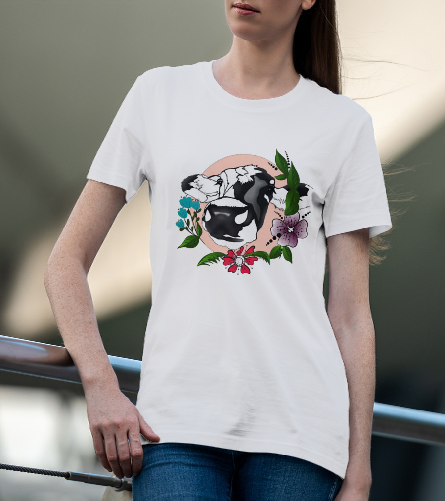 Cows Make Me Happy Humans Make My Head Hurt Floral Cow T-Shirt