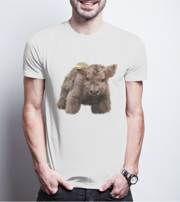 Cute Highland Cow Farm Animals Fluffy Calf T-Shirt