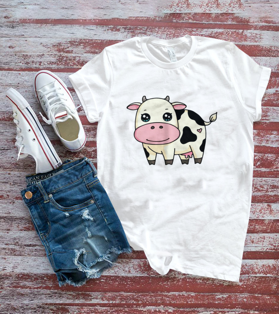 Chibi Dairy Cow With Heart Spot T-Shirt