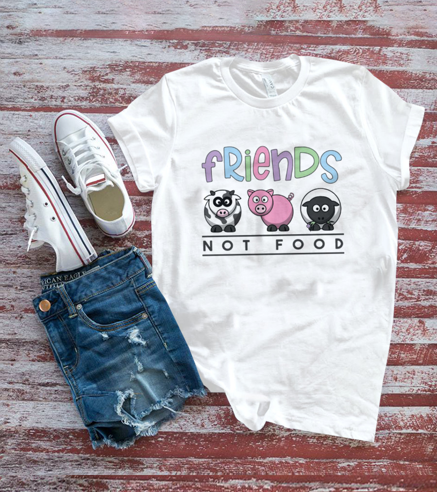 Friends Not Food Vegetarian Cow Pig Sheep T-Shirt