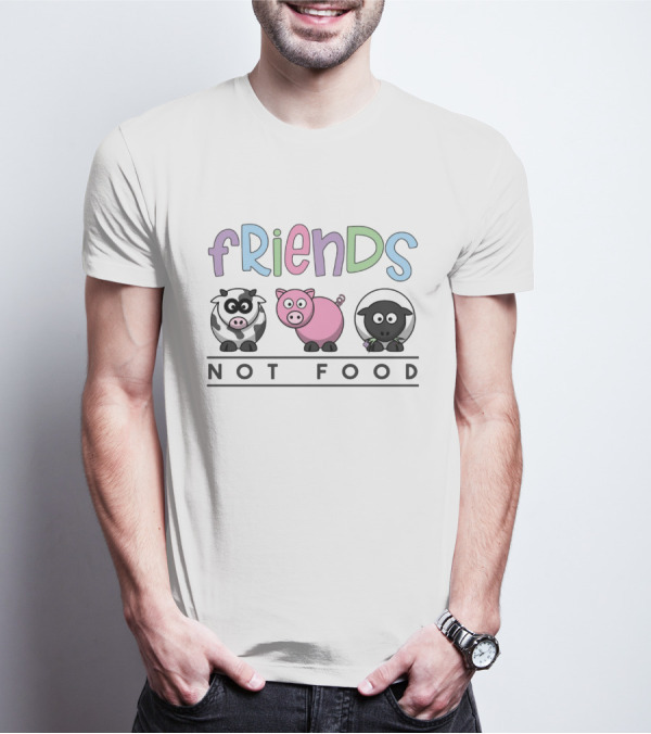 Friends Not Food Vegetarian Cow Pig Sheep T-Shirt