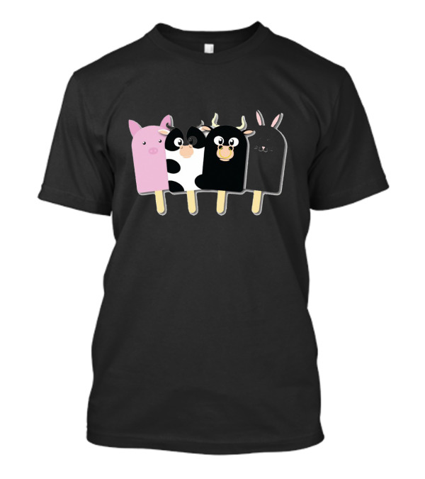 Animal Farm Popsicle Pig Cow Bull Bunny Quartet T-Shirt
