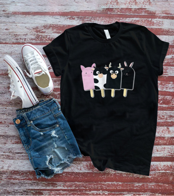 Animal Farm Popsicle Pig Cow Bull Bunny Quartet T-Shirt