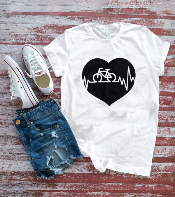Bicycle Heartbeat Pulse Inside Heart T-Shirt