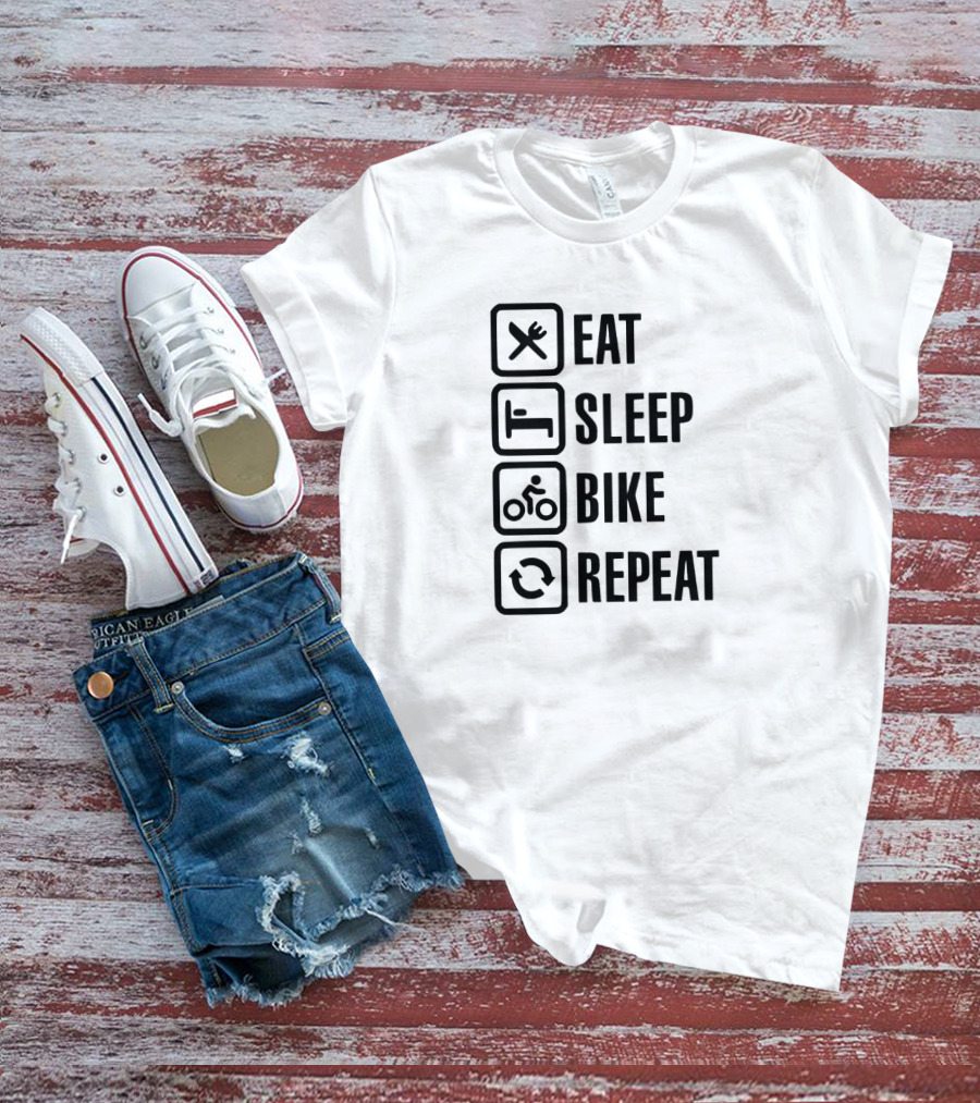 Eat Sleep Bike Repeat Cycling Lifestyle Icons T-Shirt