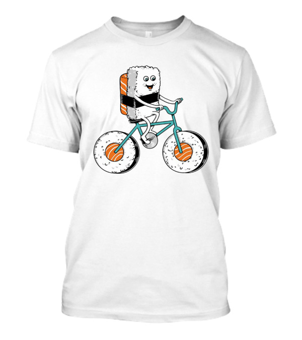Sushi Roll Bicycle Rider With Salmon Wheel T-Shirt