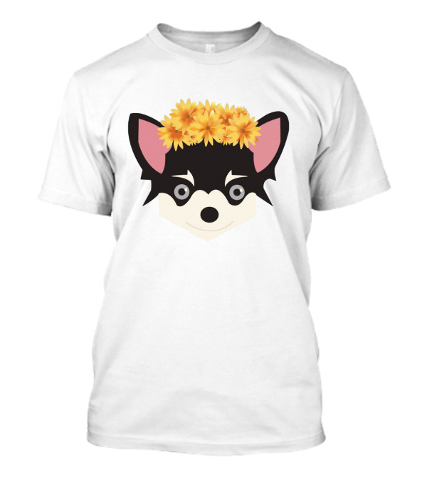 Chihuahua With Crown Of Yellow Flowers T-Shirt