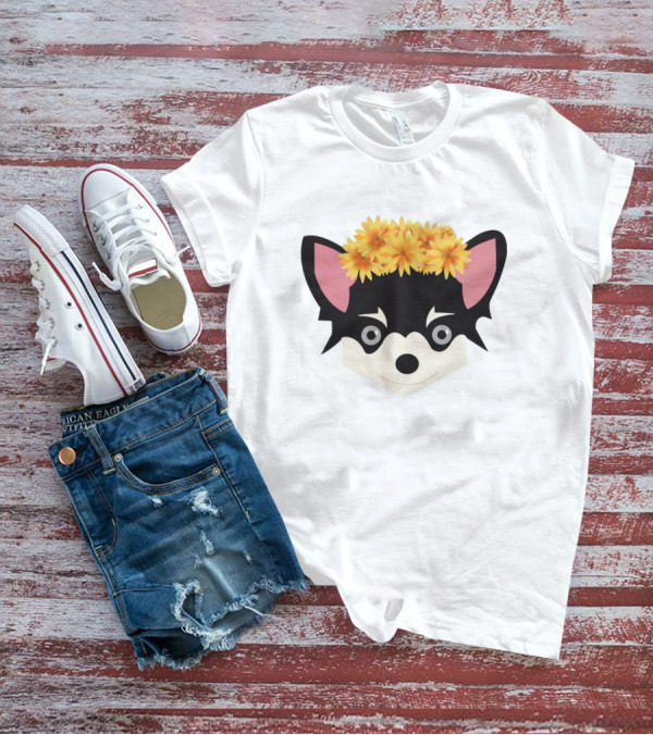 Chihuahua With Crown Of Yellow Flowers T-Shirt