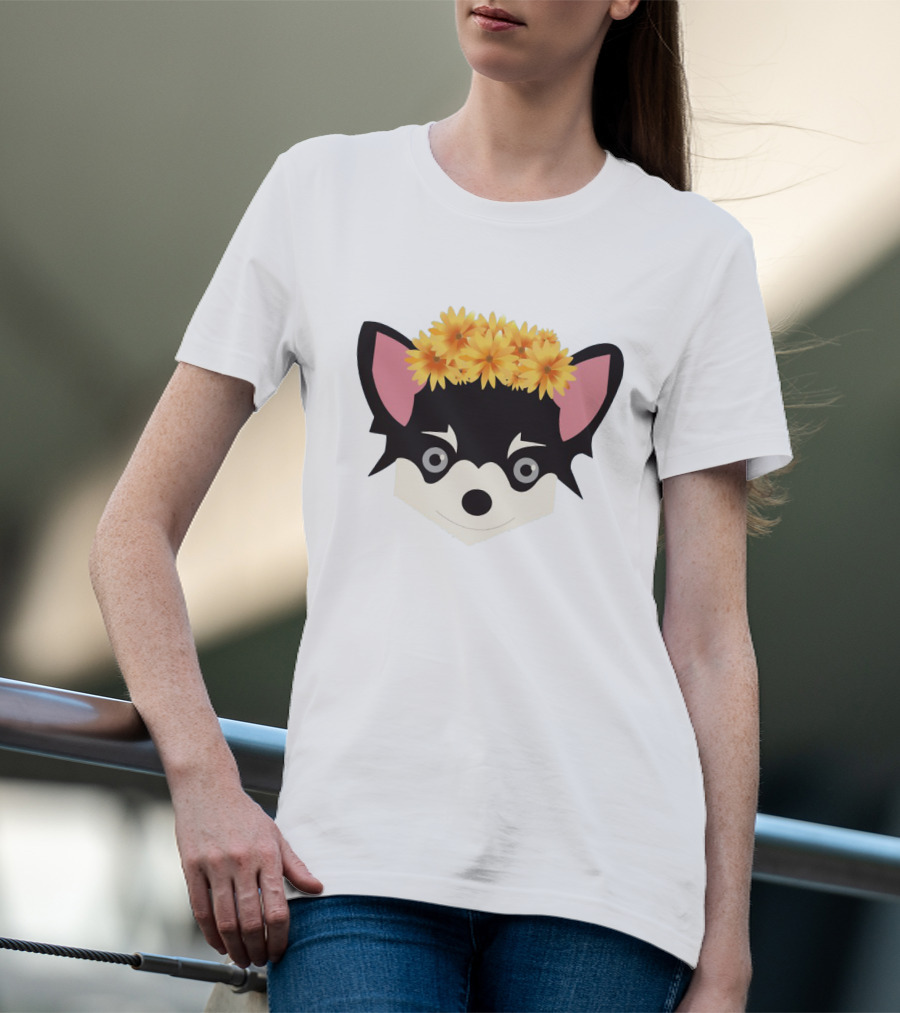 Chihuahua With Crown Of Yellow Flowers T-Shirt