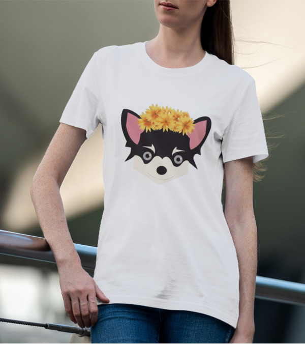 Chihuahua With Crown Of Yellow Flowers T-Shirt