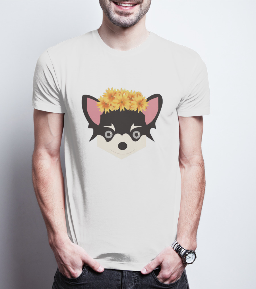 Chihuahua With Crown Of Yellow Flowers T-Shirt
