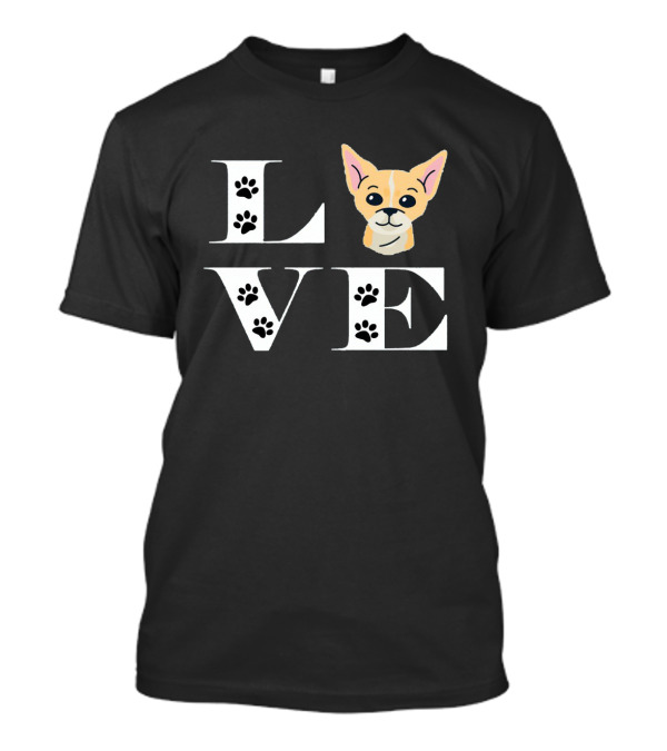 LOVE Chihuahua Dog And Paw Prints T-Shirt
