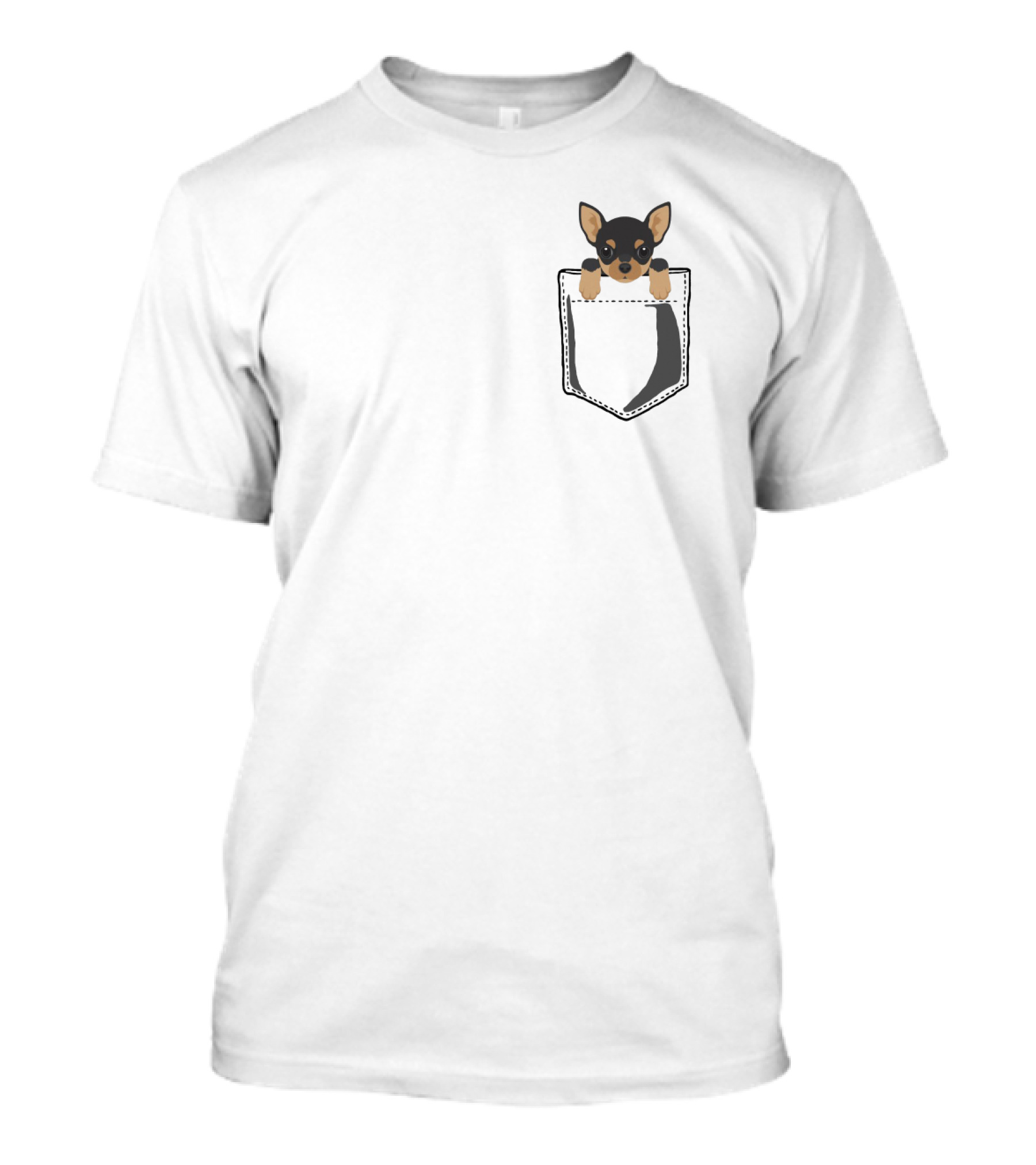 Pocket Chihuahua Cute Dog In Black Fabric Pocket T-Shirt