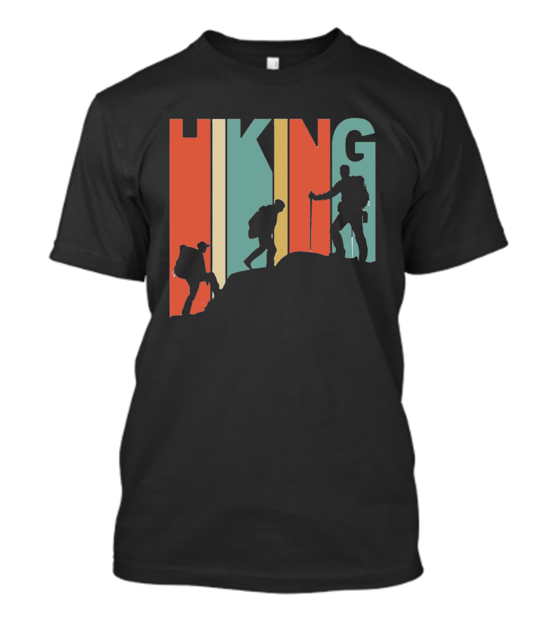 Retro Gradient Hiking Silhouette Adventure T-Shirt