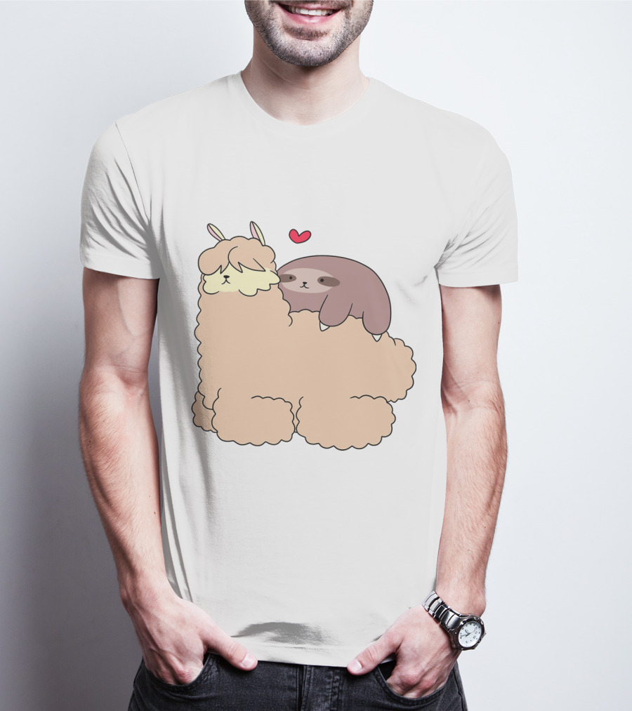 Sloth Loves Alpaca Heartwarming Cuddle Embrace With Cute Llama Vibes T-Shirt