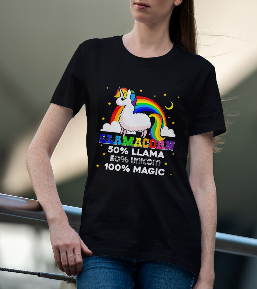 Llamacorn Rainbow Magic 50% Llama 50% Unicorn 100% Magic T-Shirt