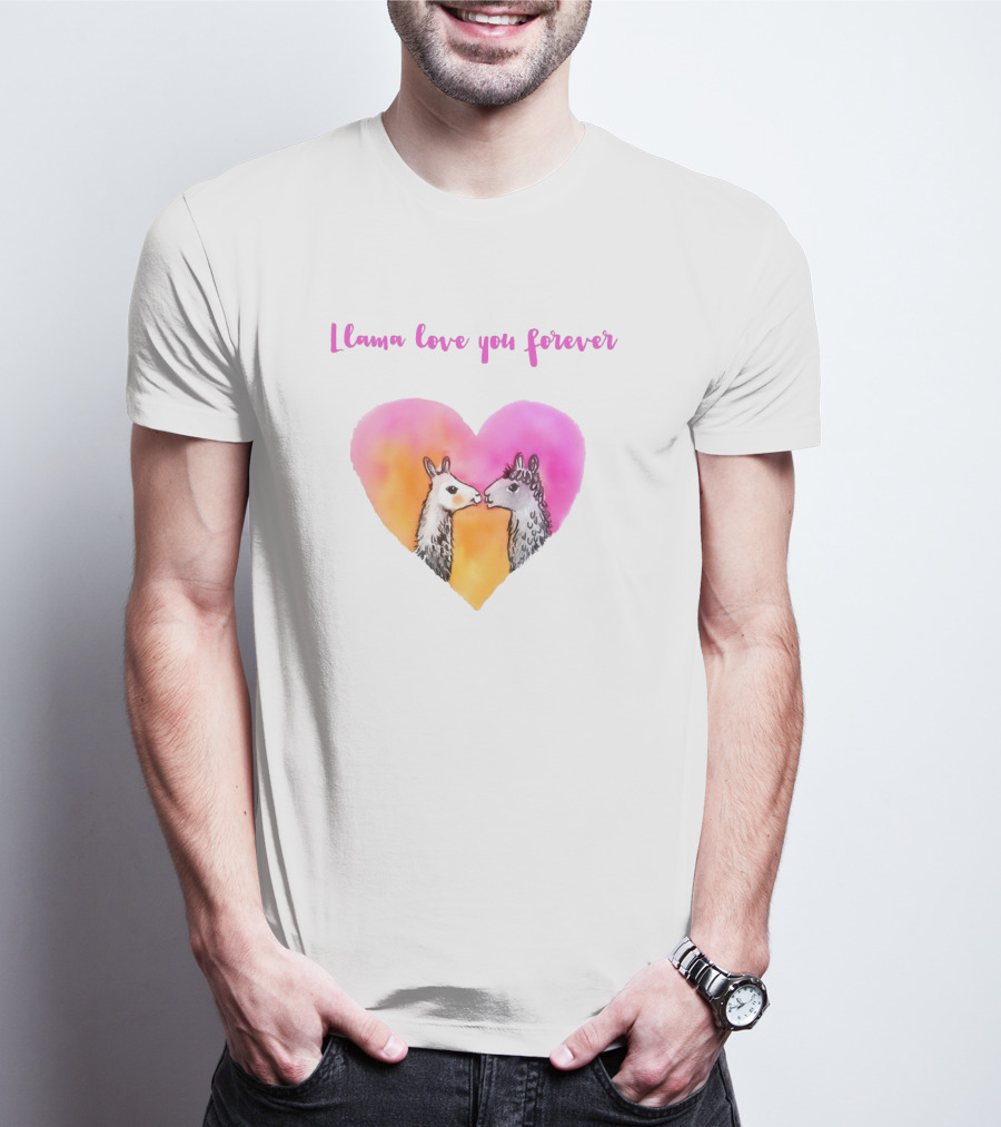 Llama Love You Forever Heart With Two Llamas T-Shirt