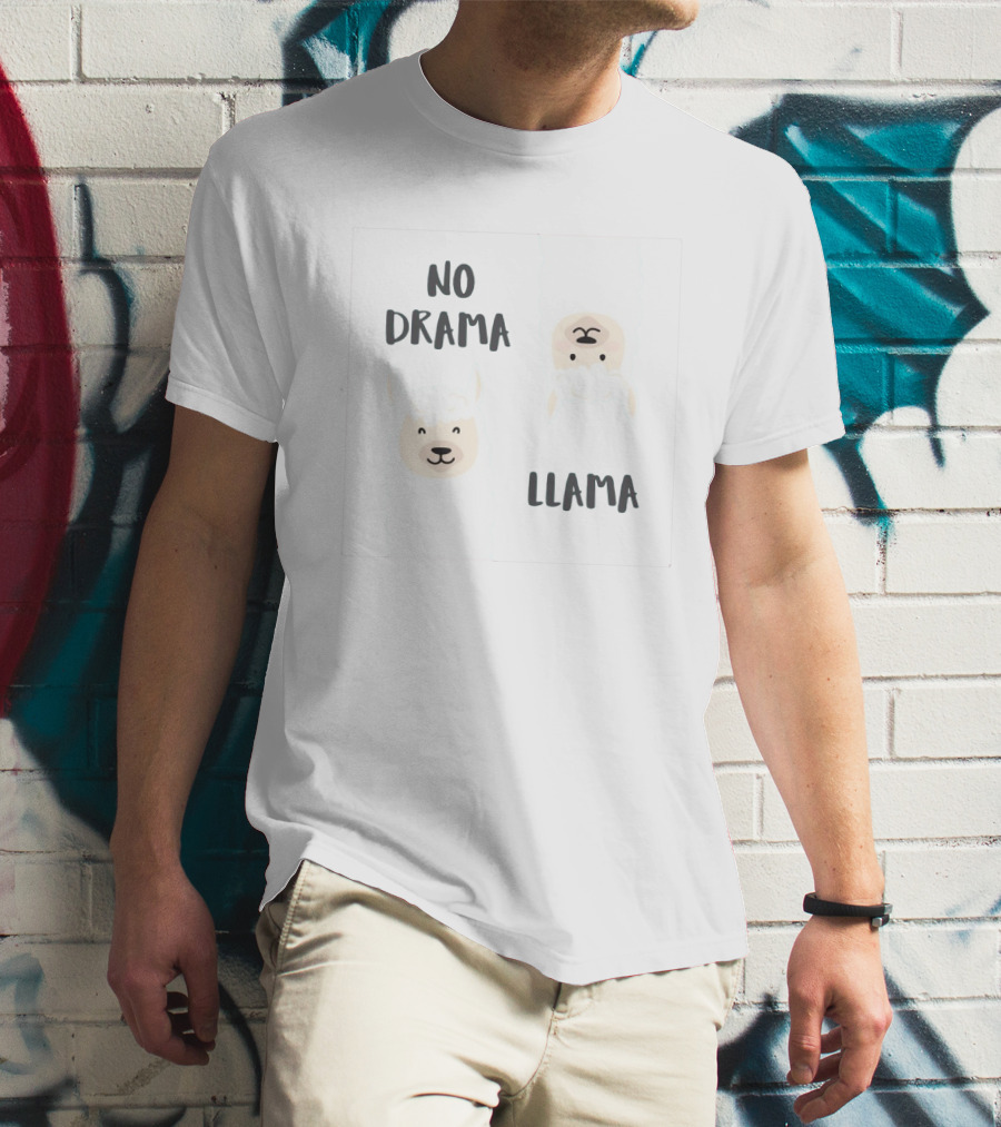 No Drama Llama Cute Cartoon Alpaca Faces T-Shirt