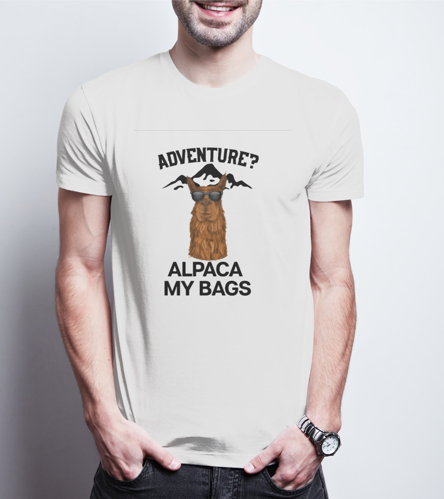Adventure Alpaca My Bags Funny Mountain Trip Llama With Sunglasses T-Shirt