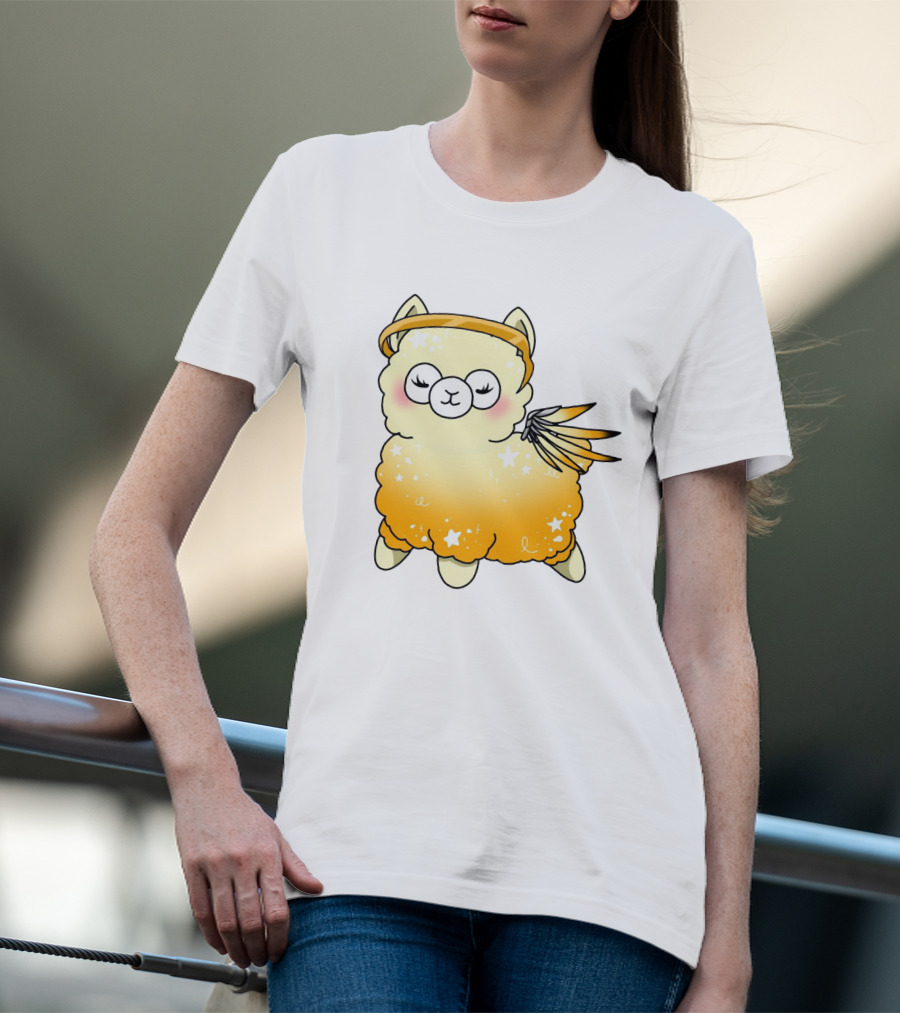 Alpaca Mercy Angelic Winged Halo Fantasy Character T-Shirt