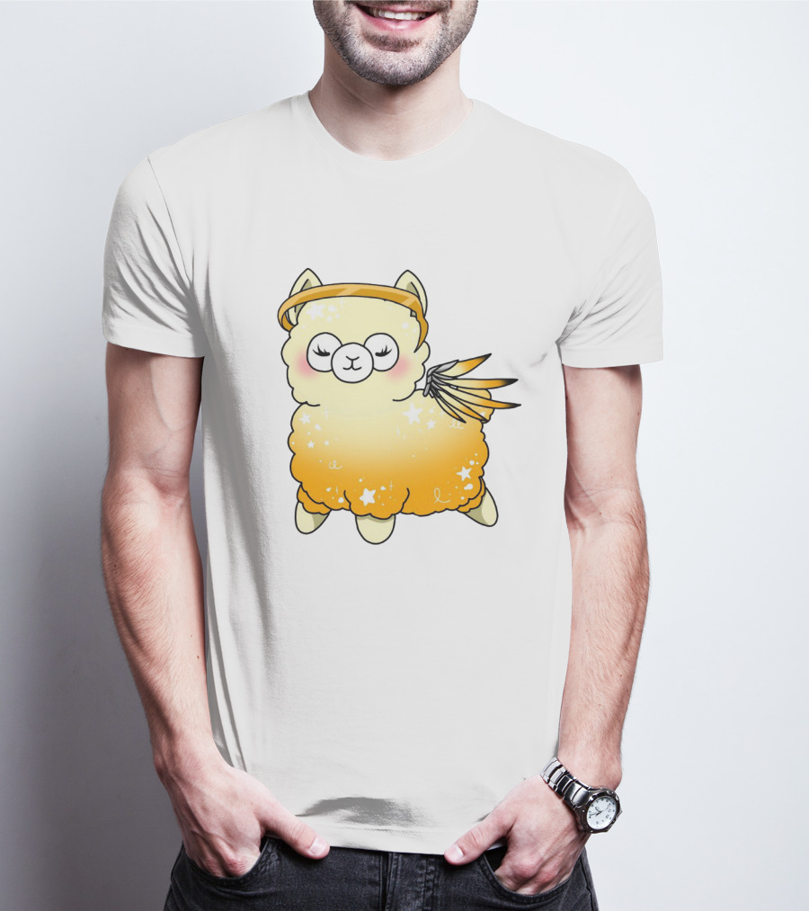 Alpaca Mercy Angelic Winged Halo Fantasy Character T-Shirt