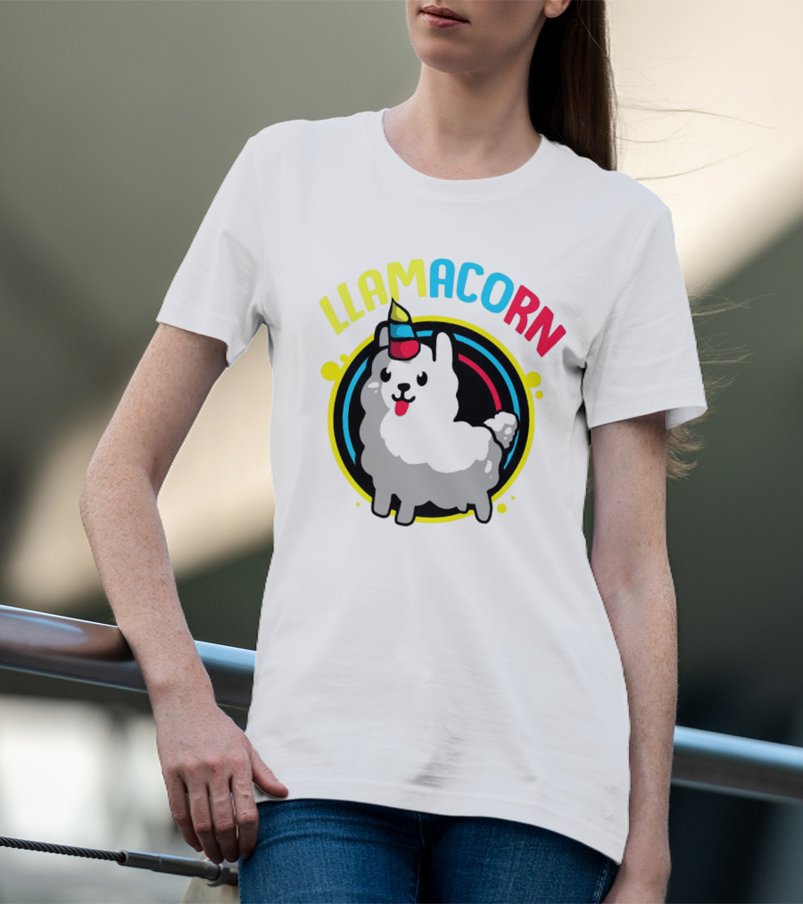 Llamacorn Charming Cute Alpaca With Rainbow Horn T-Shirt