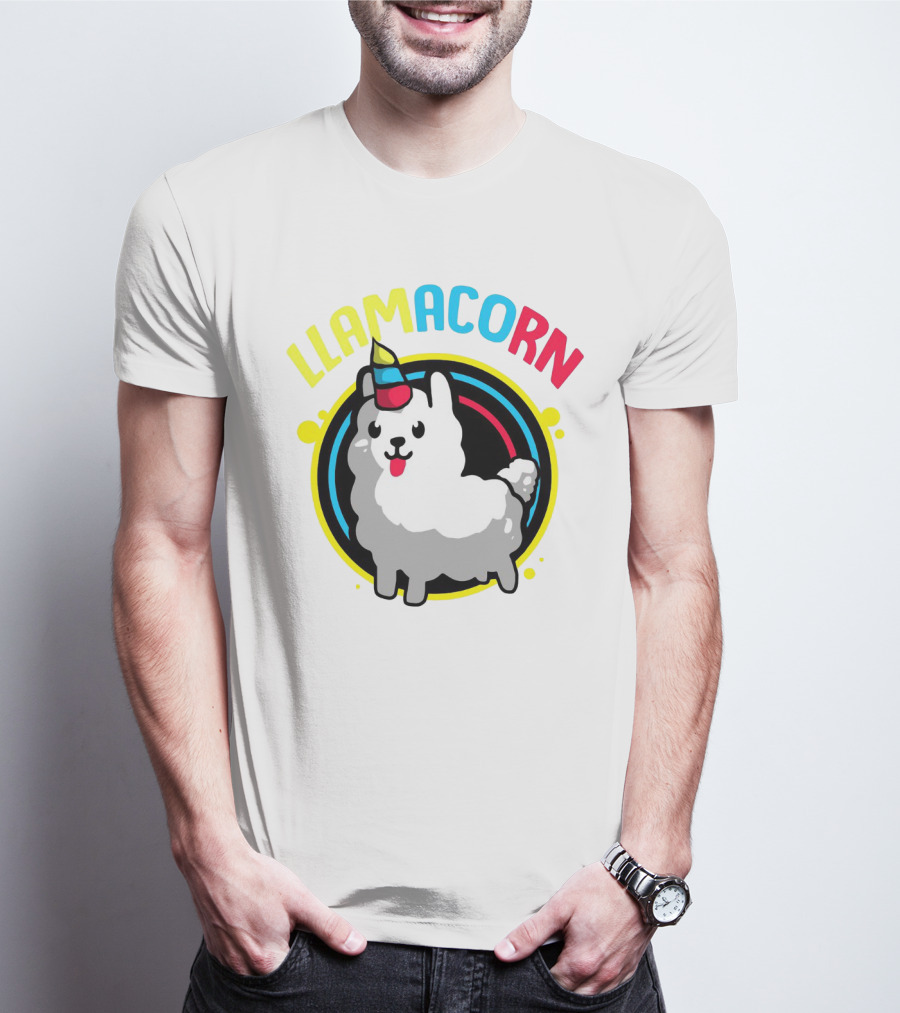Llamacorn Charming Cute Alpaca With Rainbow Horn T-Shirt