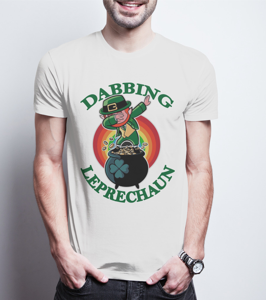 Dabbing Leprechaun Pot Of Gold St. Patrick's Day Rainbow T-Shirt