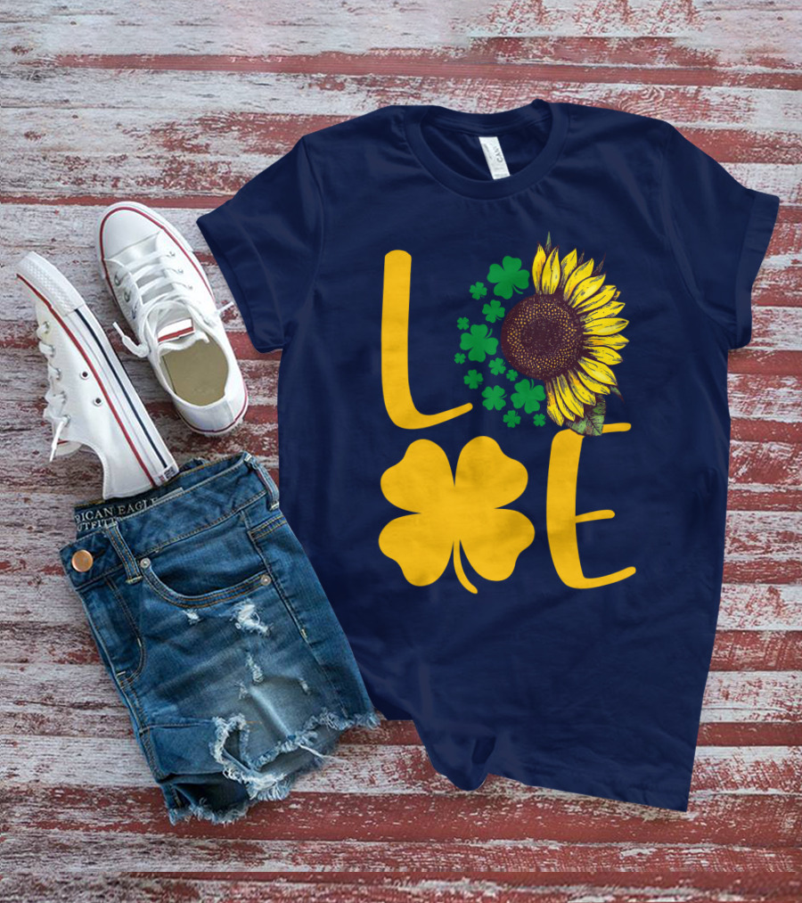 Love Sunflower Four-Leaf Clover T-Shirt