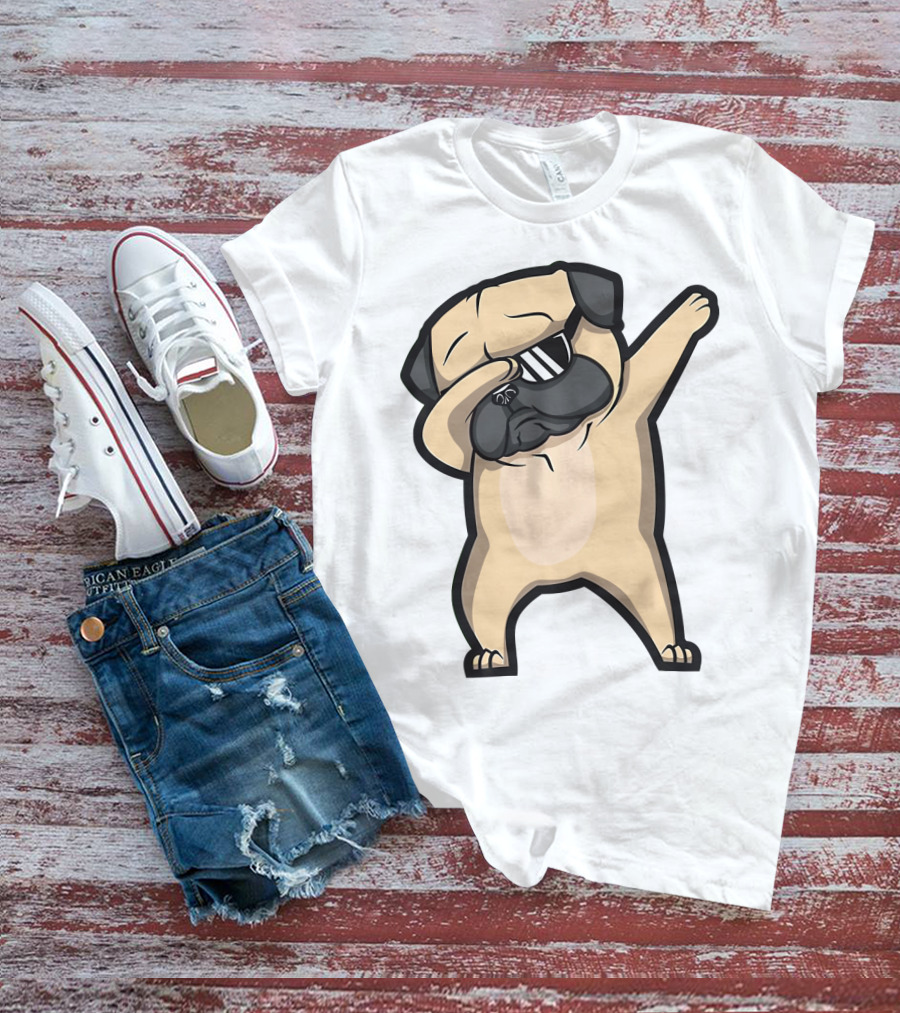 Bull Dog Dabbing Pug With Black Shades T-Shirt
